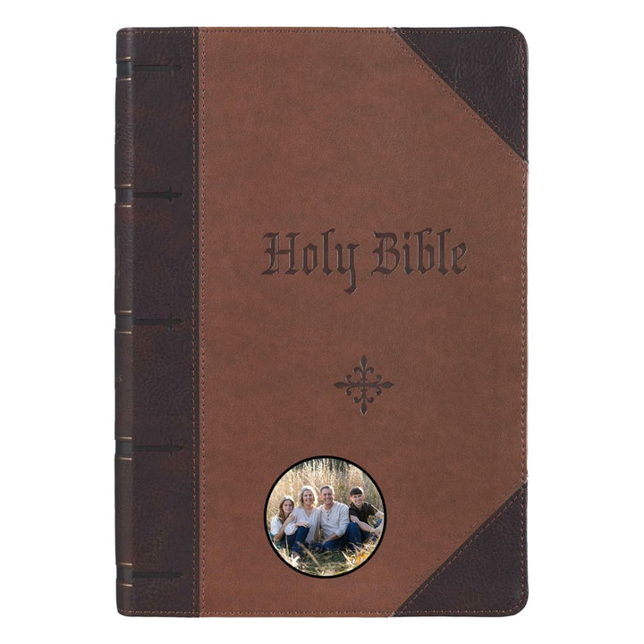 Your Color Photo Custom KJV Brown Study Size Holy Bible Giant Print - Shepherds Shelf