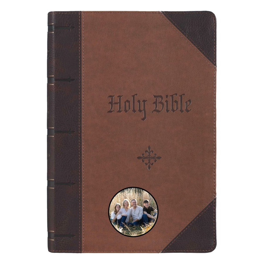 Your Color Photo Custom KJV Brown Study Size Holy Bible Giant Print - Shepherds Shelf