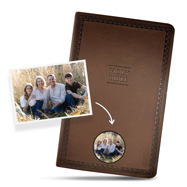 Your Color Photo Custom NIV Brown Standard Size Thinline Holy Bible Small Print - Shepherds Shelf
