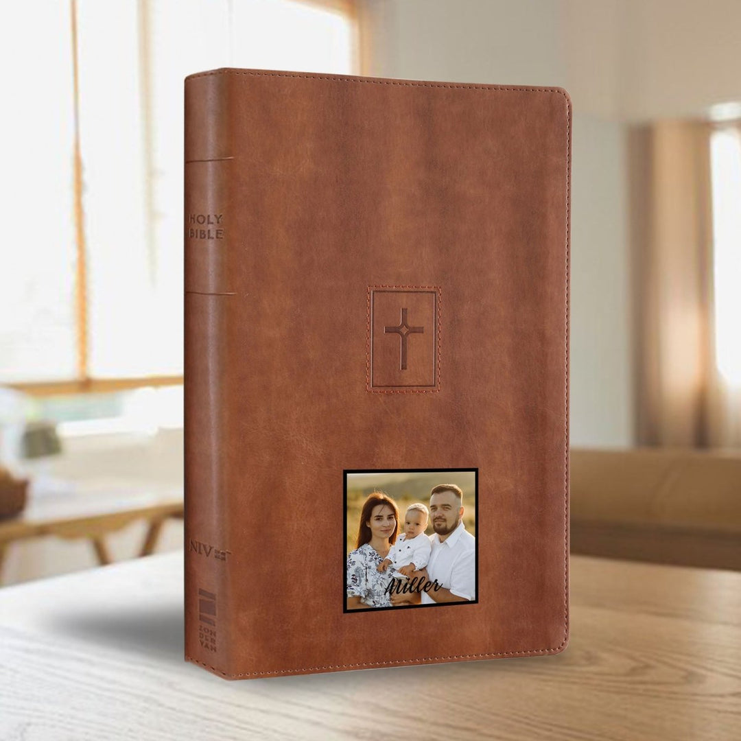 Your Color Photo Custom NIV Thinline Size Holy Bible Large Print | Brown - Shepherds Shelf