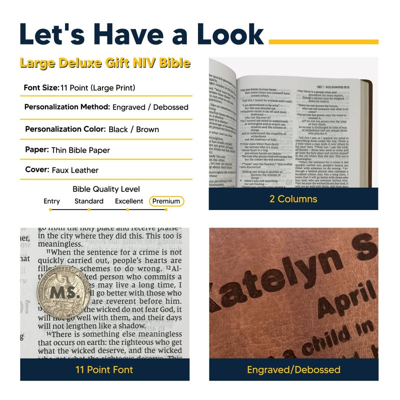 Your Color Photo Custom NIV Thinline Size Holy Bible Large Print | Brown