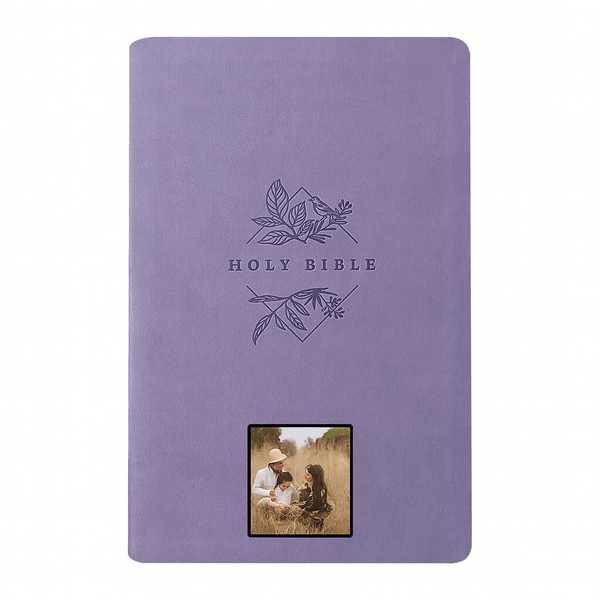 Your Color Photo Custom NLT Lavender Standard Size Thinline Holy Bible Large Print