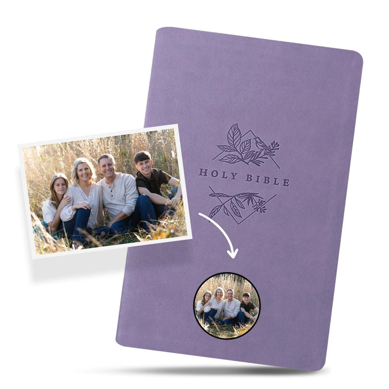 Your Color Photo Custom NLT Lavender Standard Size Thinline Holy Bible Large Print