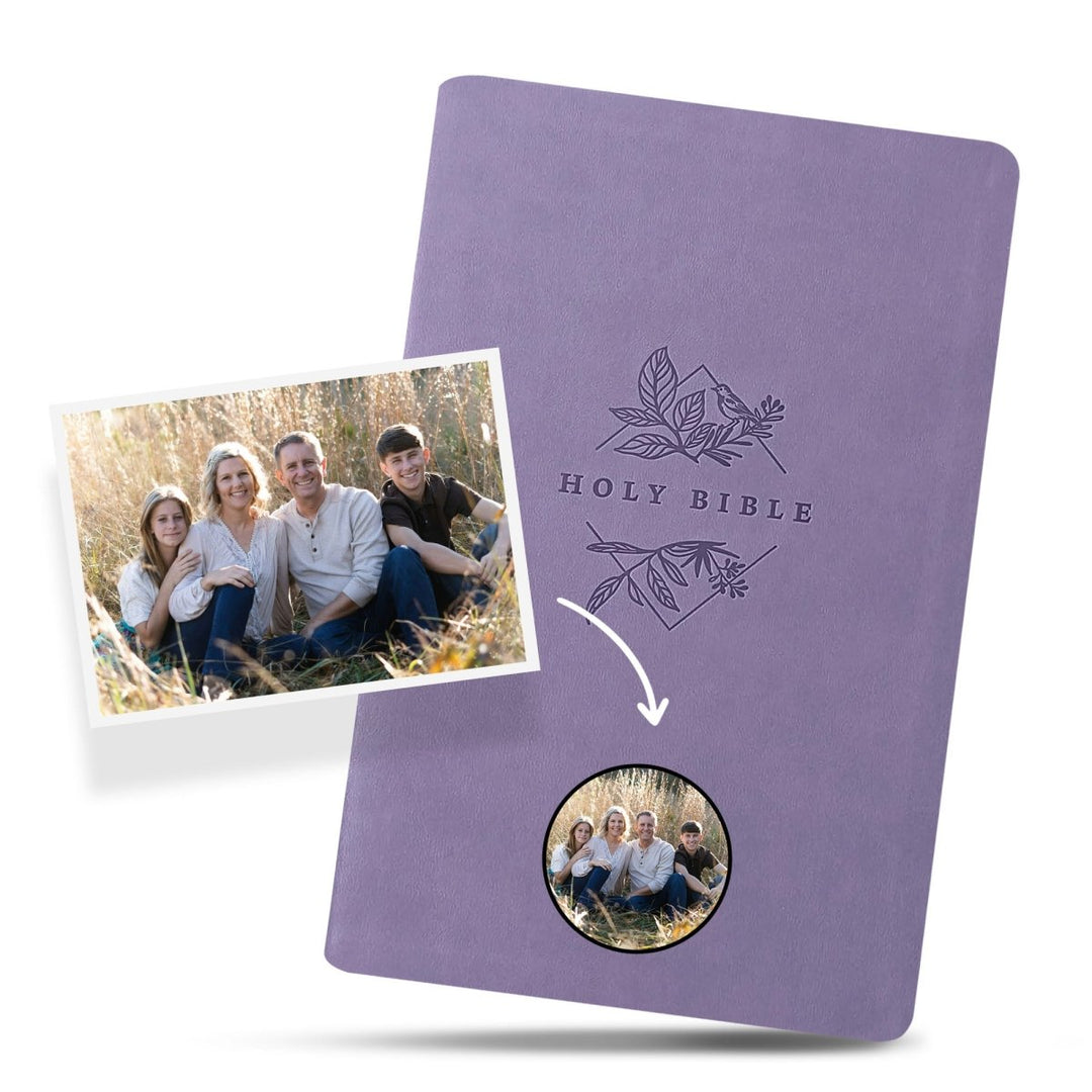 Your Color Photo Custom NLT Lavender Standard Size Thinline Holy Bible Large Print - Shepherds Shelf