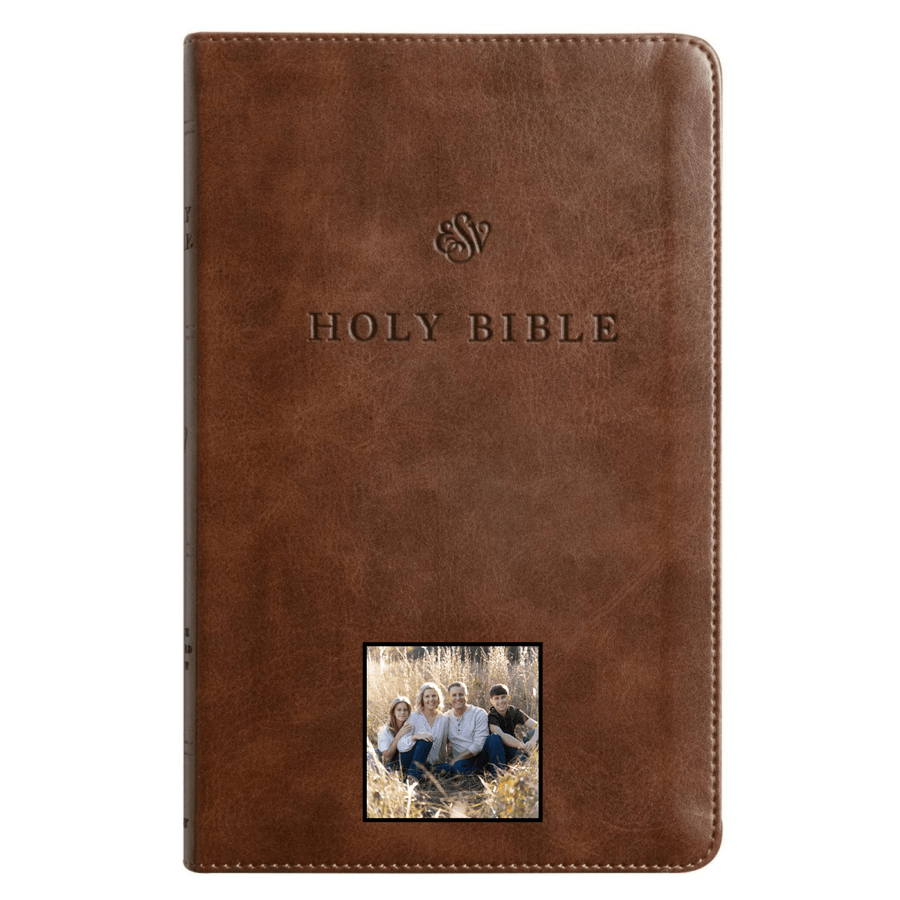 Your Color Photo ESV Brown Standard Size Premium Holy Bible Small Print | Lay Flat - Shepherds Shelf