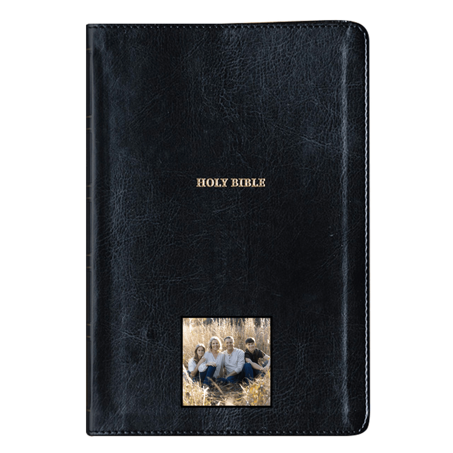 Your Color Photo NKJV Black Study Size Thinline Holy Bible Large Print - Shepherds Shelf