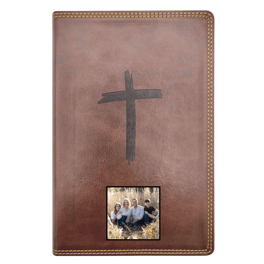 Your Color Photo NKJV Brown Standard Kids Holy Bible Medium Print | Cross and Gold Stitching - Shepherds Shelf