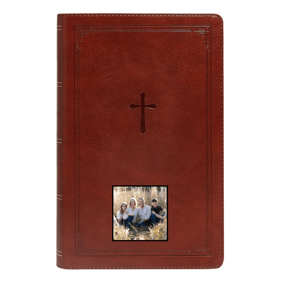 Your Color Photo NKJV Brown Standard Size Holy Bible Large Print | Lay Flat Cross - Shepherds Shelf