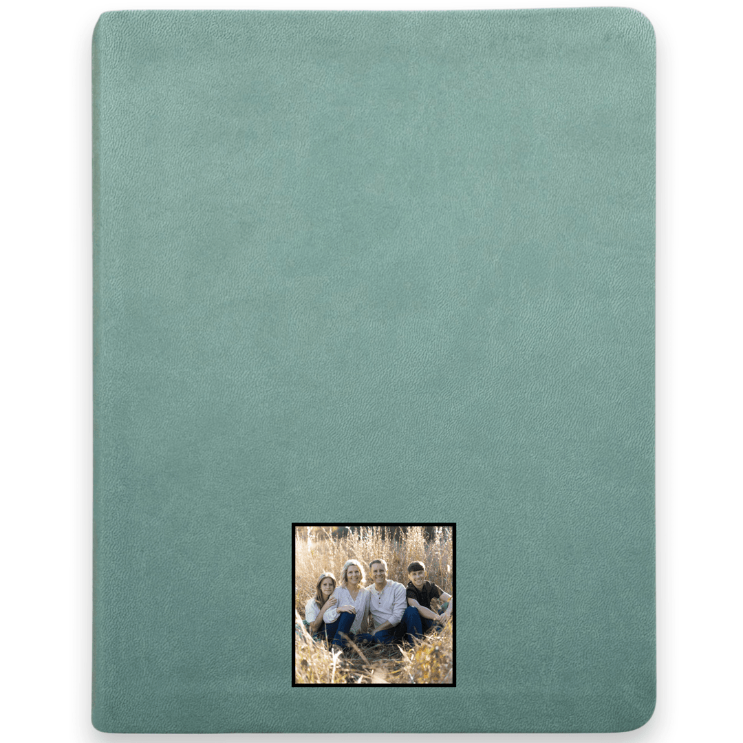 Your Color Photo NLT Note Taking Red Letter Light Teal Holy Bible for Journaling | Faux Leather Small Print - Shepherds Shelf