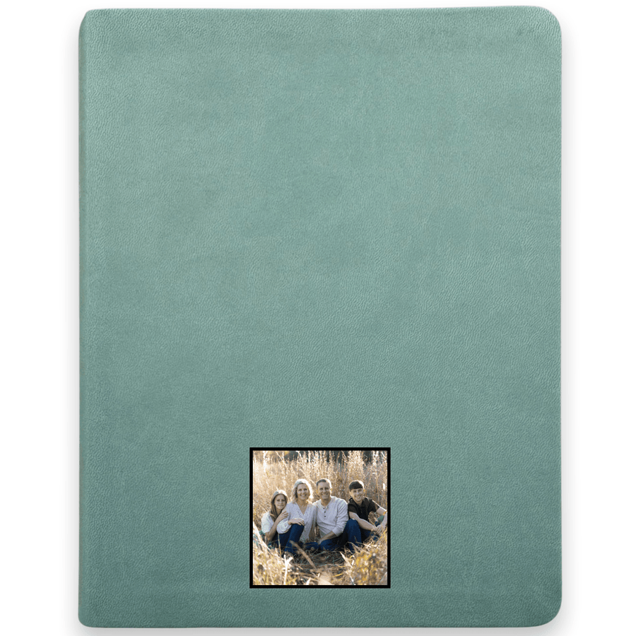 Your Color Photo NLT Note Taking Red Letter Light Teal Holy Bible for Journaling | Faux Leather Small Print - Shepherds Shelf