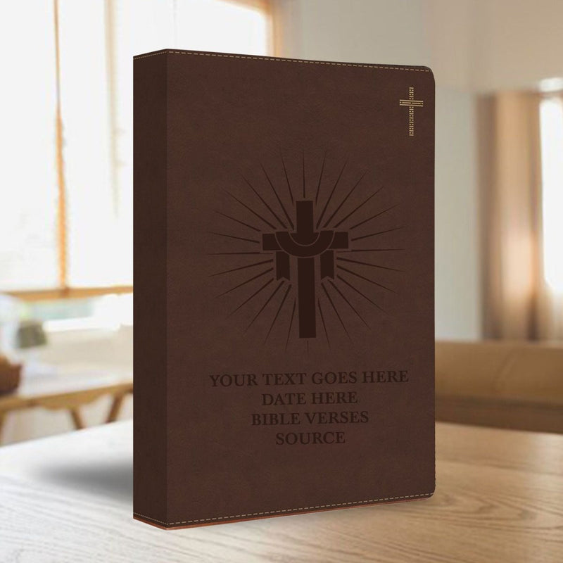 NIV Brown Standard Size Journaling Holy Bible Medium Print | Cross And a Sun Rays