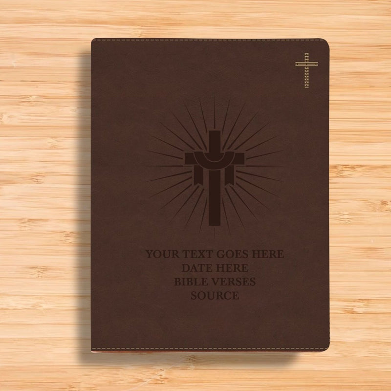 NIV Brown Standard Size Journaling Holy Bible Medium Print | Cross And a Sun Rays