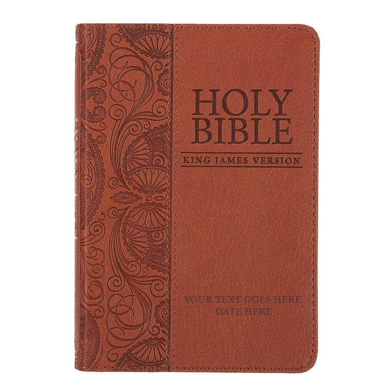 KJV Toffee Brown Mini Pocket Size Holy Bible Extra Small Print