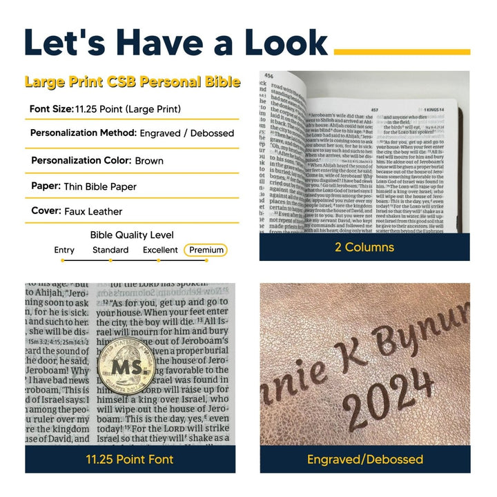 Personalized CSB Reference Bible Faux Leather Large Print Size with Cross Celtic Design Brown | Shepherds Shelf