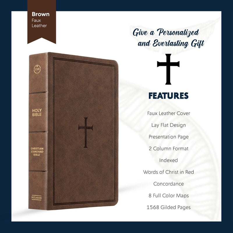 CSB Brown Standard Size Holy Bible Large Print with Index Tabs