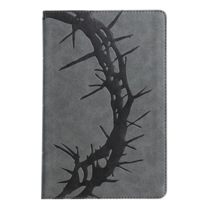 Personalized CSB Reference Bible Faux Leather Large Print Size with Crown of Thorns Design Gray | Shepherds Shelf