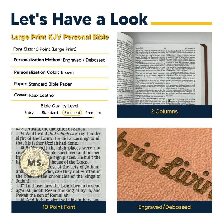 Personalized KJV Thinline Holy Bible Brown Faux Leather Large Print Size | Shepherds Shelf