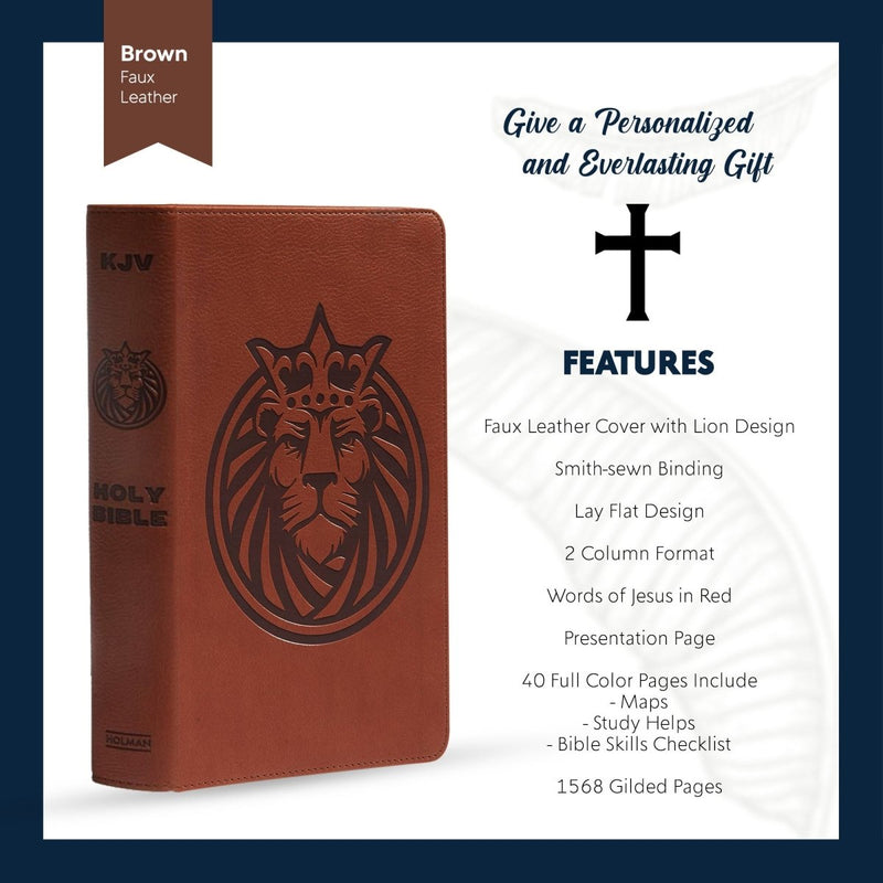 KJV Brown Standard Size Kids Holy Bible Large Print | Royal Lion