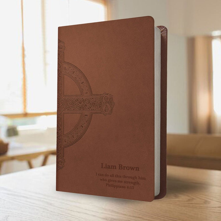 Personalized Large Print Size with Celtic Cross Design NLT Thinline Bible | Shepherds Shelf