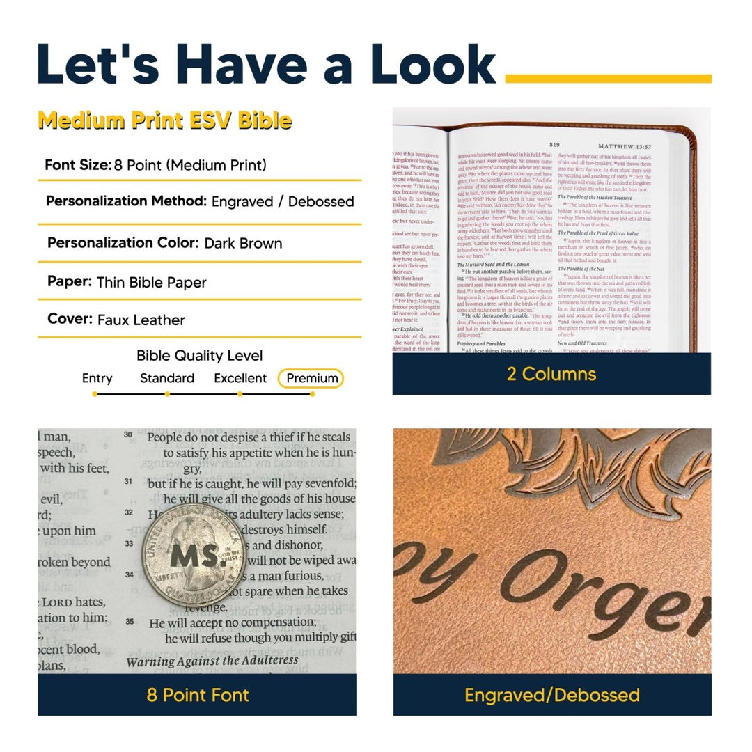 Personalized ESV Thinline Bible Medium Print Faux Leather with Royal Lion Design | Shepherds Shelfs