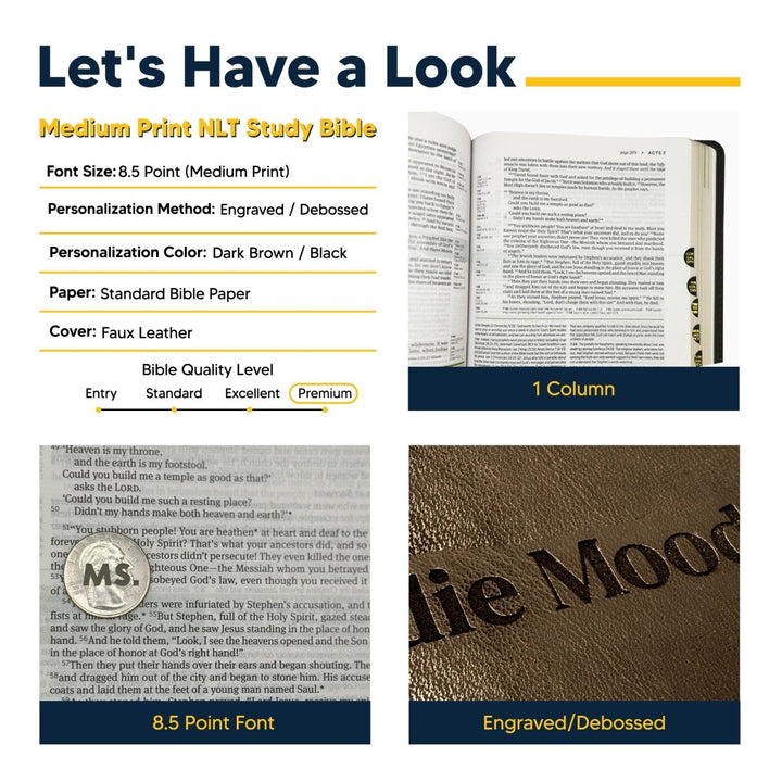 Personalized Medium Print Size NLT Life Bible | Shepherds Shelf