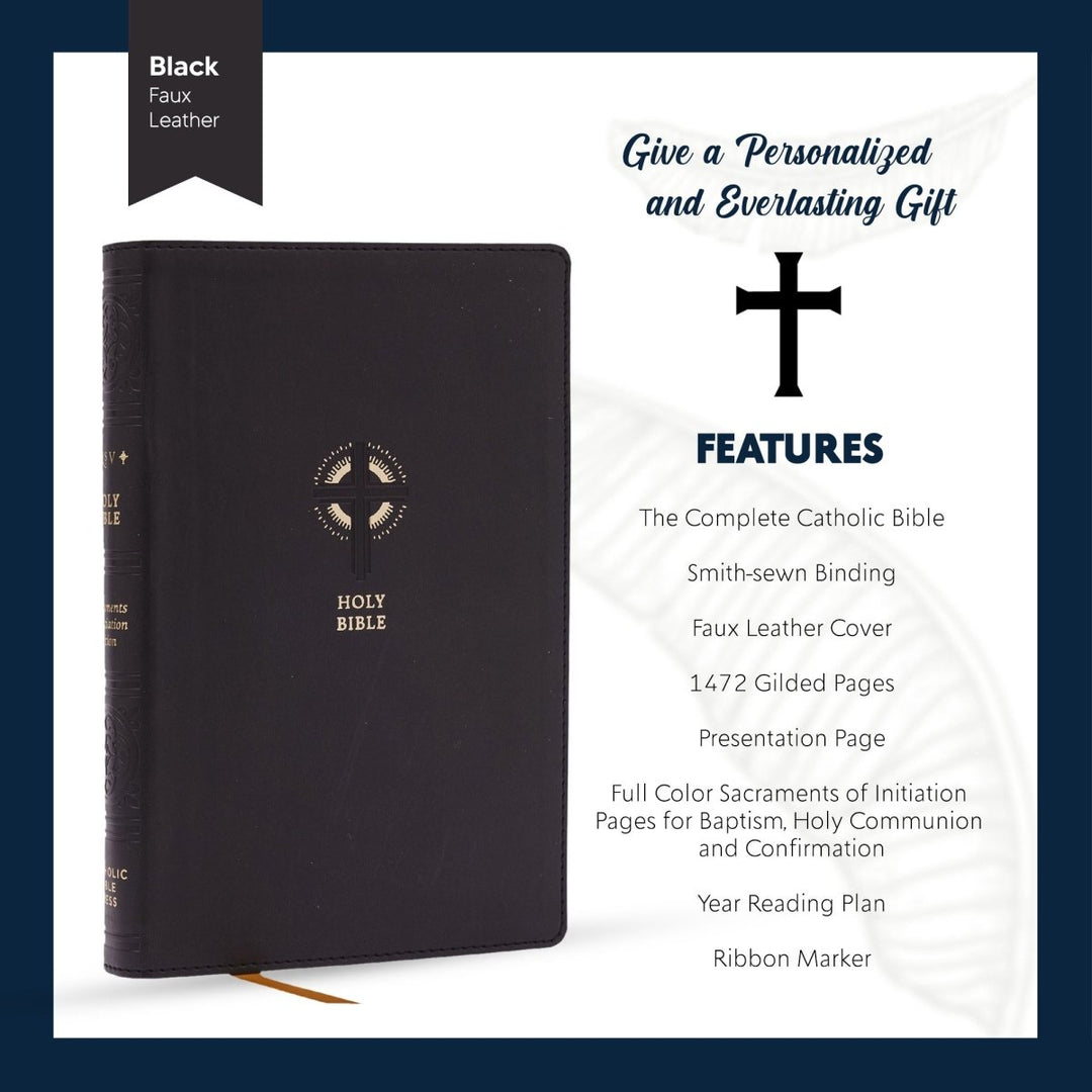 Personalized NRSV Sacraments of Initiation Edition Bible Faux Leather Medium Print Size Black | Shepherds Shelf