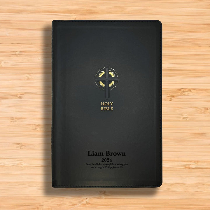 Personalized NRSV Sacraments of Initiation Edition Bible Faux Leather Medium Print Size Black | Shepherds Shelf