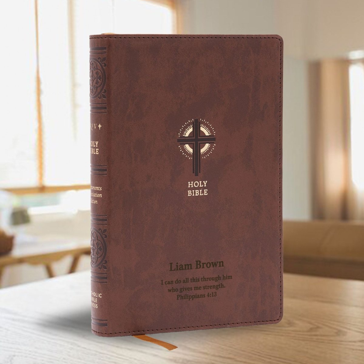Personalized NRSV Brown Sacraments of Initiation Medium Print