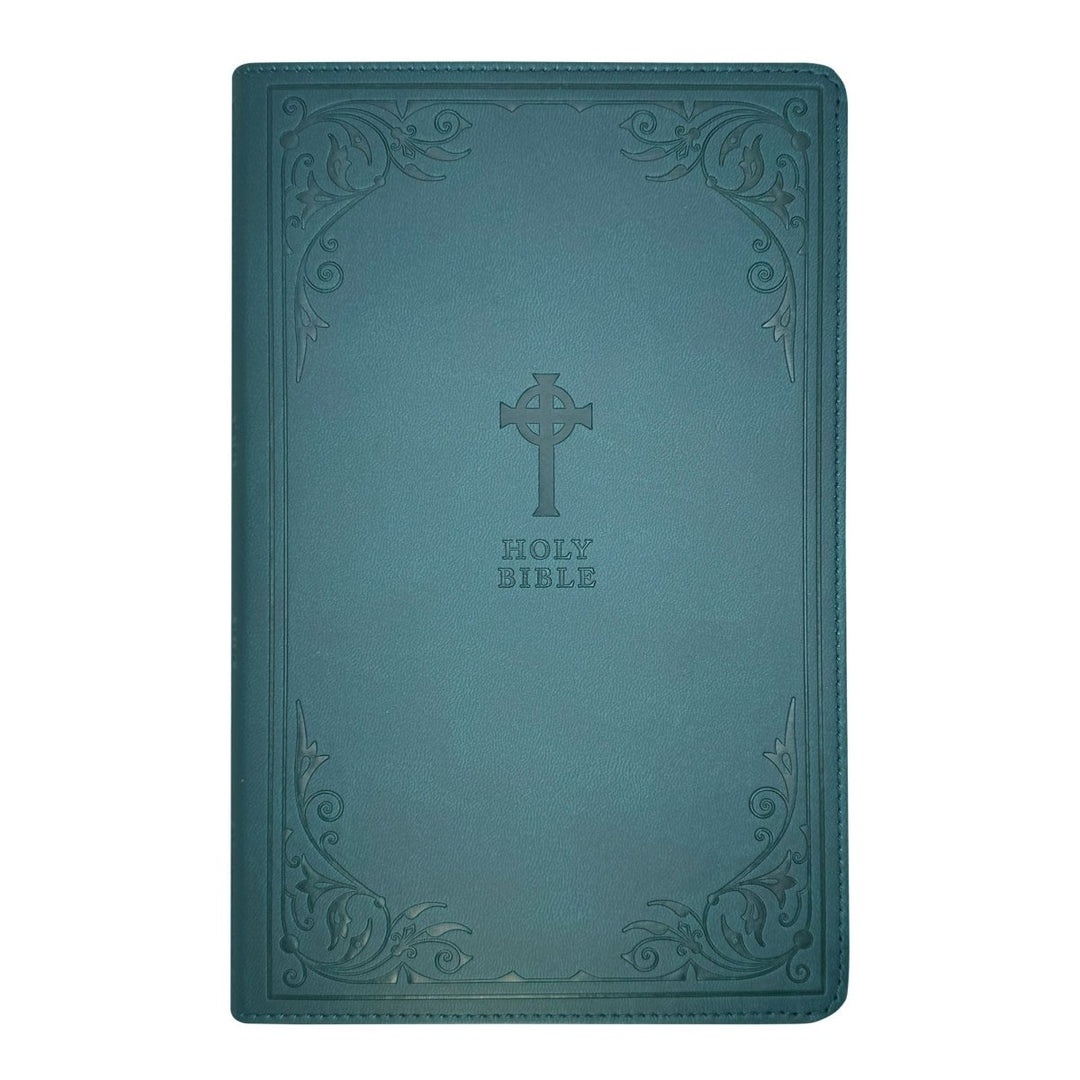 Personalized NRSV Catholic Bible Faux Leather Medium Print Size Gift Edition Teal | Shepherd Shelf