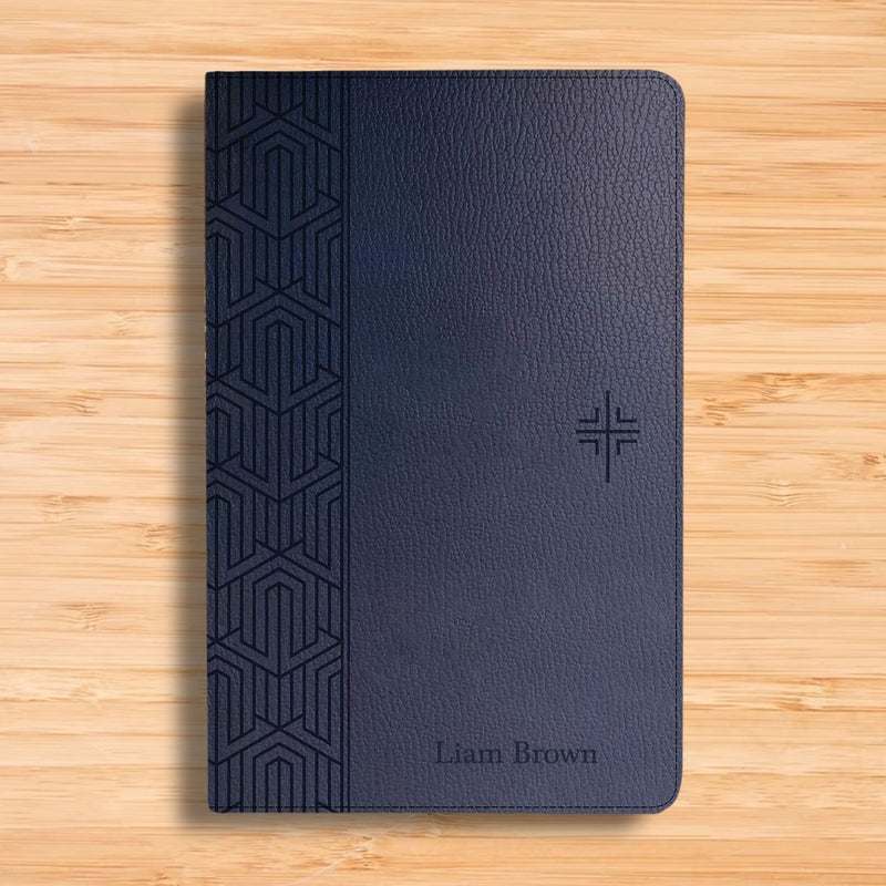 NLT Blue Standard Size Holy Bible Small Print | Geometric