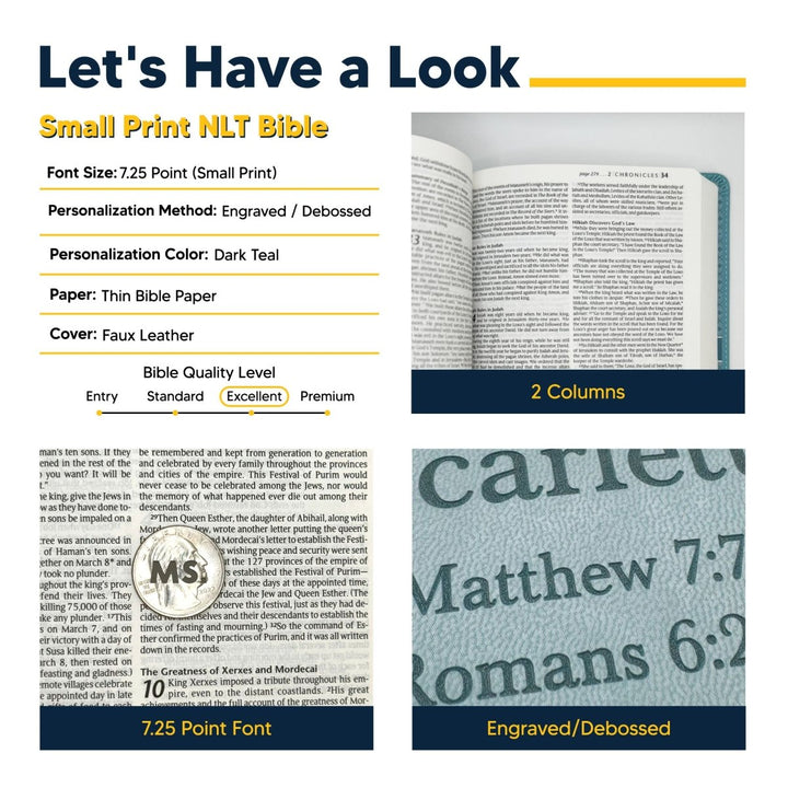 Personalized Small Print Size with Gold Floral Design NLT Bible | Shepherds Shelf