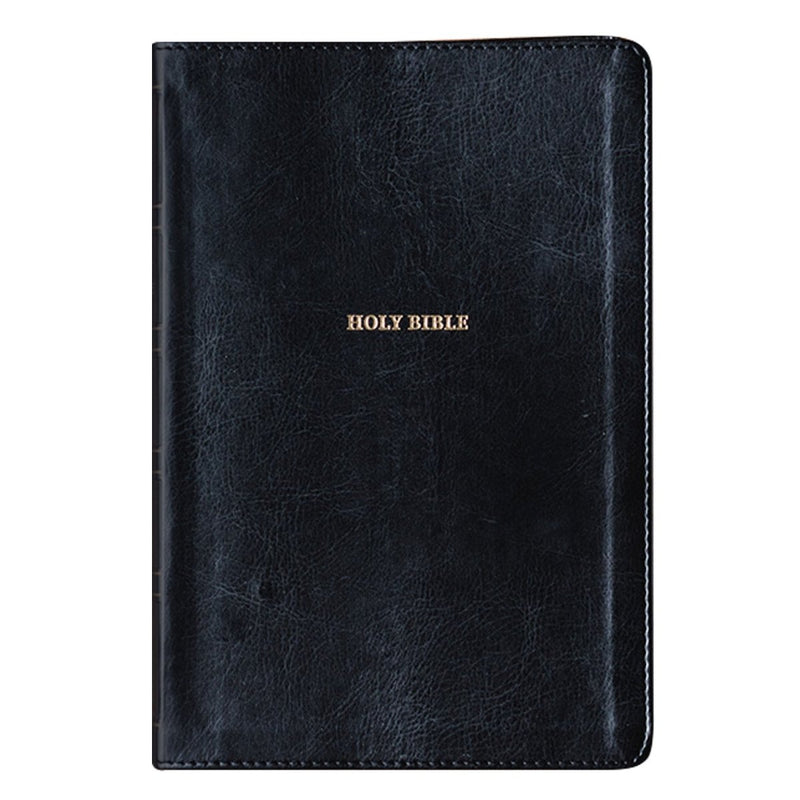 NKJV Black Study Size Thinline Holy Bible Large Print