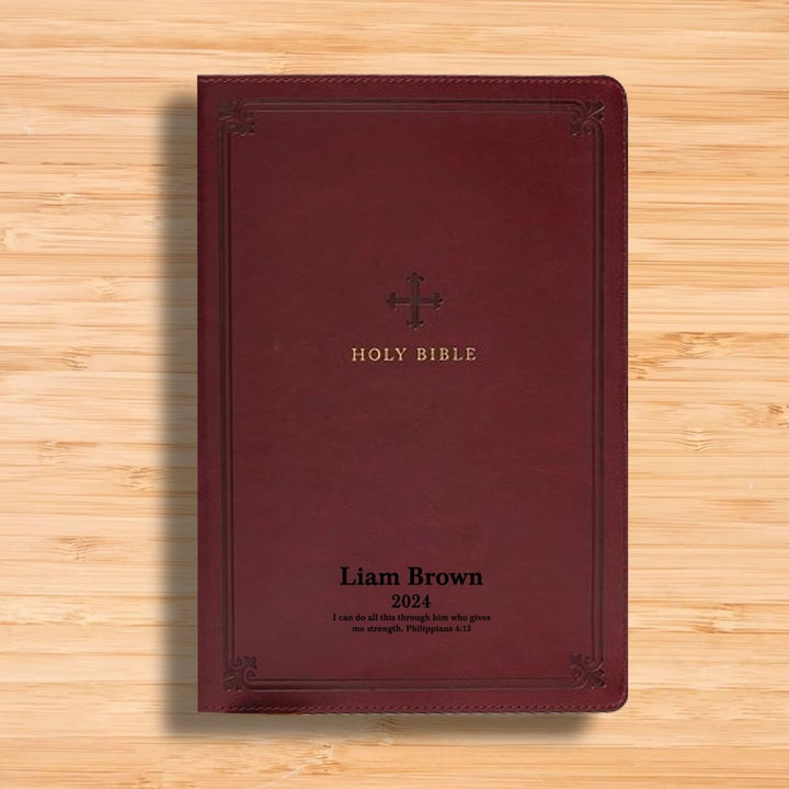 Personalized NRSV Catholic Standard Holy Bible Faux Leather Large Print Size Red | Shepherded Shelf