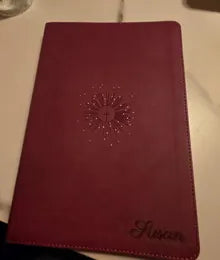 Burgundy Bible personalized with a name