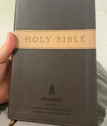 Two-tone Bible personalized with a prayer and name