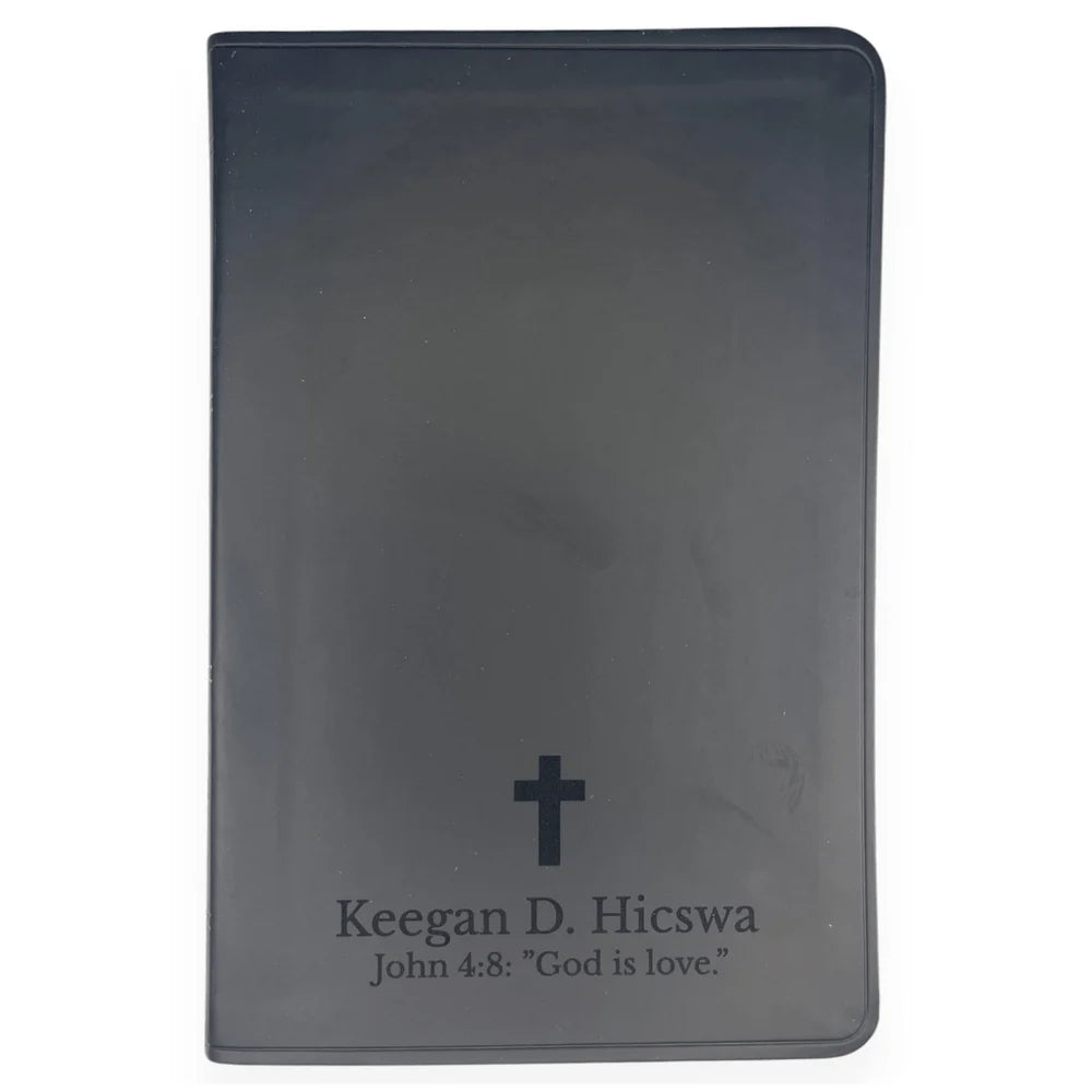ESV Black Standard Size Portable Edition Holy Bible Large Print; existing example personalization